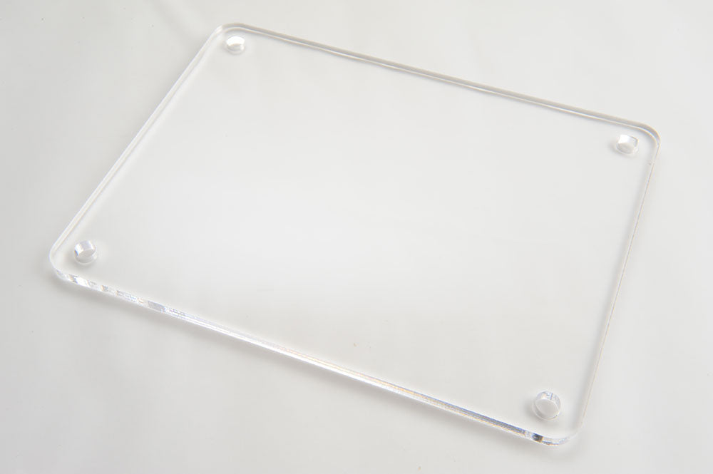 Clear acrylic laser cut square rectangle round corners open holes